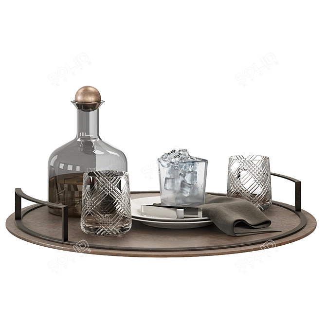 Vintage Whiskey Tray Set 3D model image 1