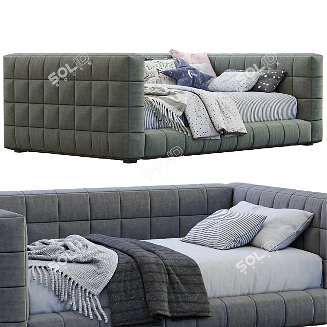 Sleek Upholstered Corner Bed 3D model image 3