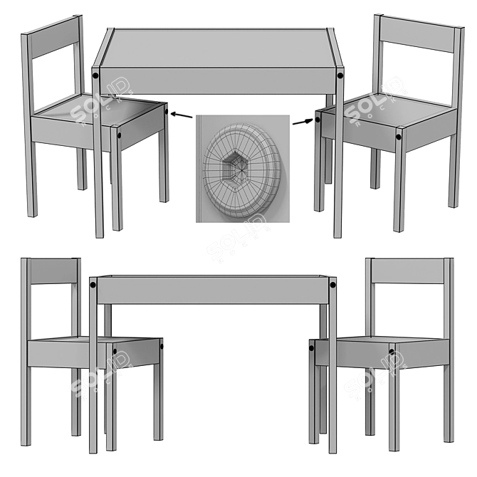 IKEA LATT Kids Table Set 3D model image 4