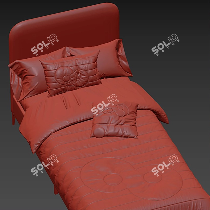 Luxury Velvet Single Bed, Navy 3D model image 6