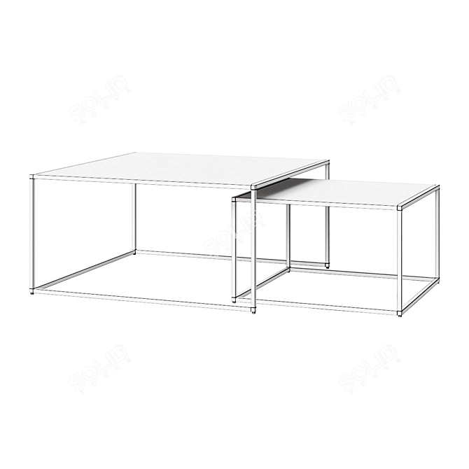Sleek Brass Glass Coffee Tables 3D model image 2