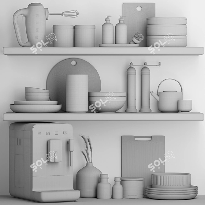 3D Kitchen Accessories Set 3D model image 5