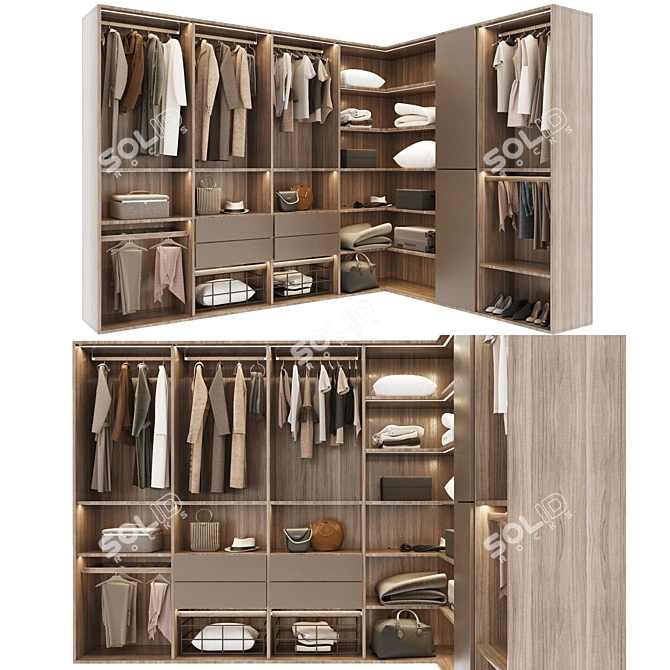 Modern Style Modular Wardrobe 3D model image 1