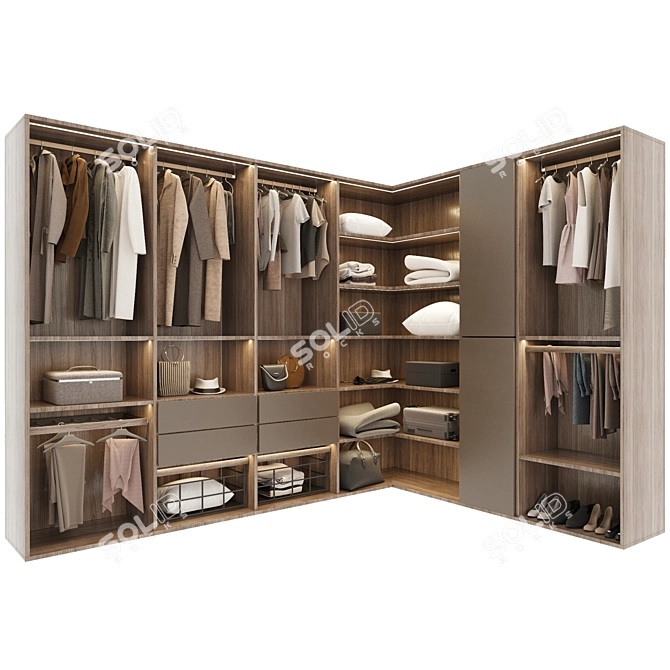 Modern Style Modular Wardrobe 3D model image 2