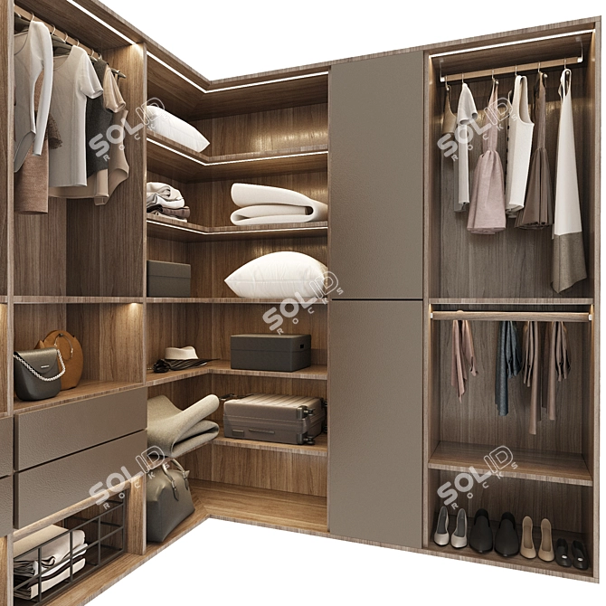 Modern Style Modular Wardrobe 3D model image 4