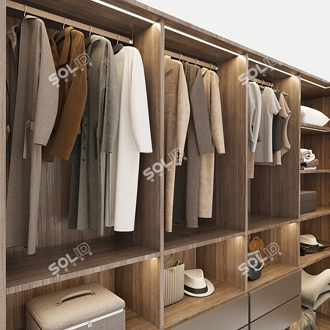 Modern Style Modular Wardrobe 3D model image 5