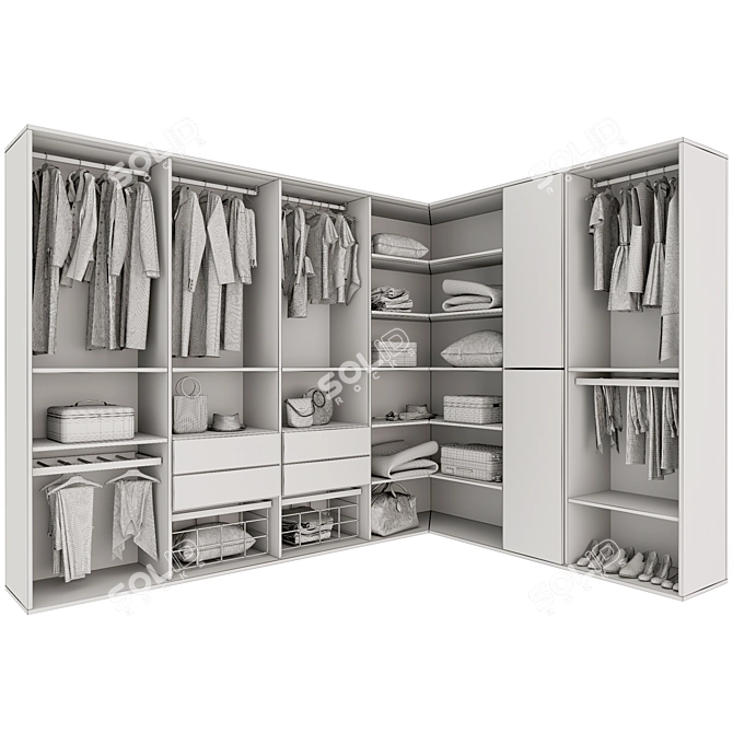 Modern Style Modular Wardrobe 3D model image 6