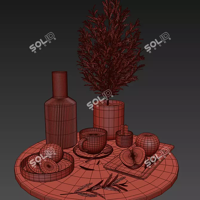 Modern Fruit Decor Set 3D model image 5