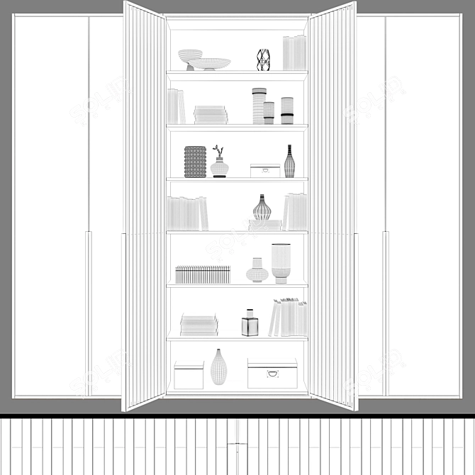 Modern Oak Veneer Wardrobes 3D model image 3