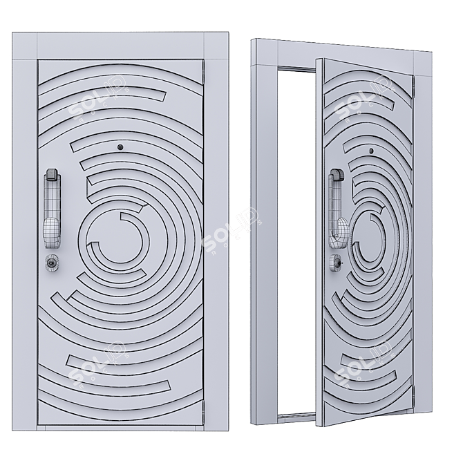 Modern Biometryk Entry Door 3D model image 2