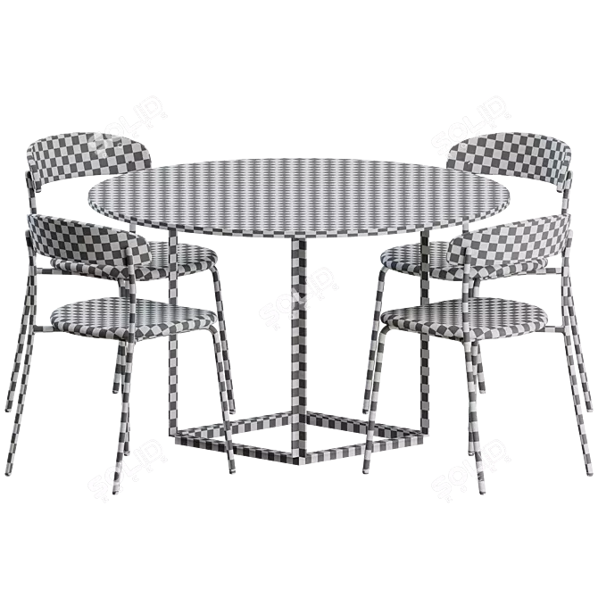 Modern Dining Set with 4 Chairs 3D model image 2