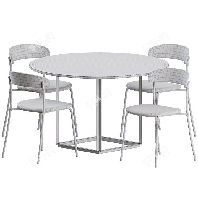 Modern Dining Set with 4 Chairs 3D model image 3