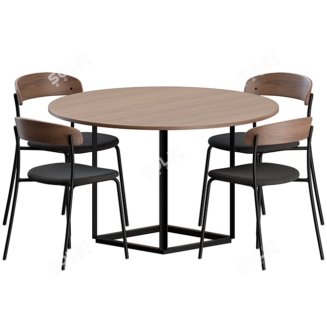 Modern Dining Set with 4 Chairs 3D model image 8