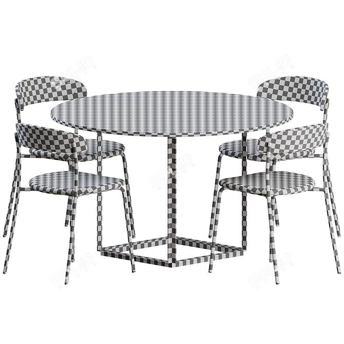 Modern Dining Set with 4 Chairs 3D model image 9