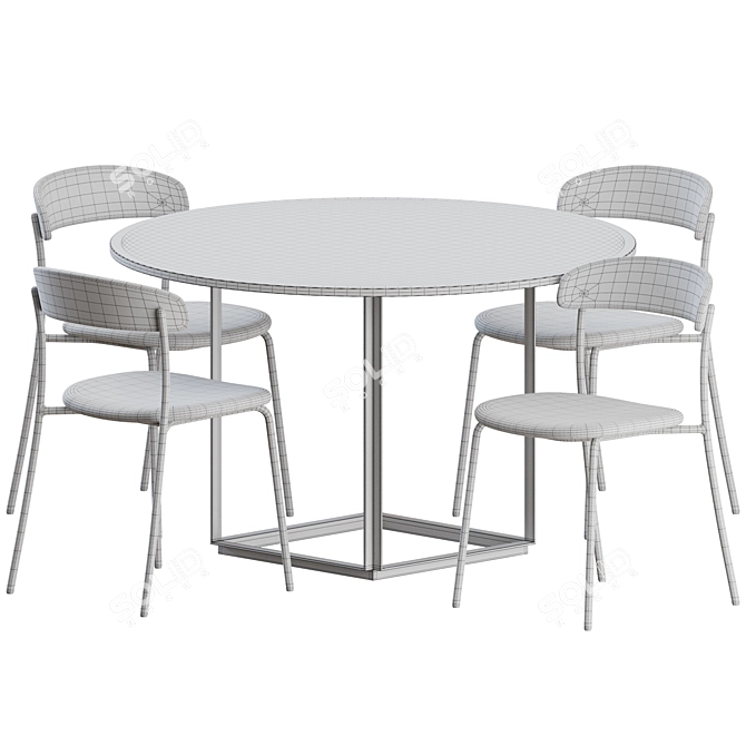 Modern Dining Set with 4 Chairs 3D model image 10