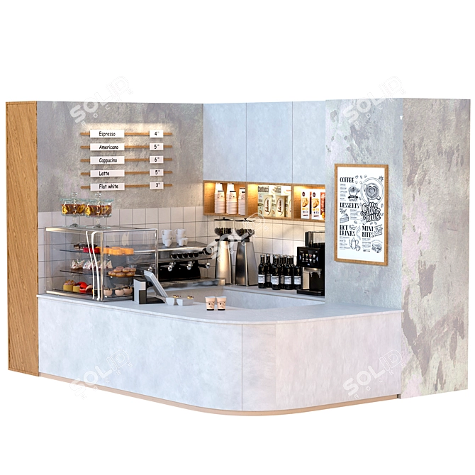 Café Design Project with Dessert Display. 3D model image 2