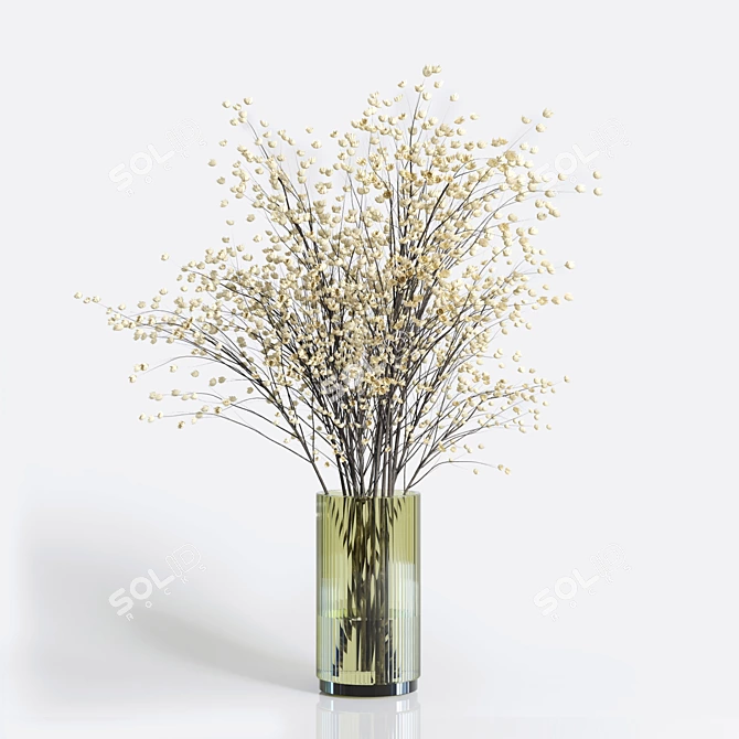 Yellow Flowers Glass Vase Bouquet 3D model image 2