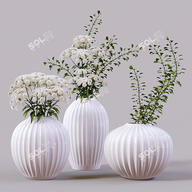 Modern Ceramic Indoor Plants Set 3D model image 1