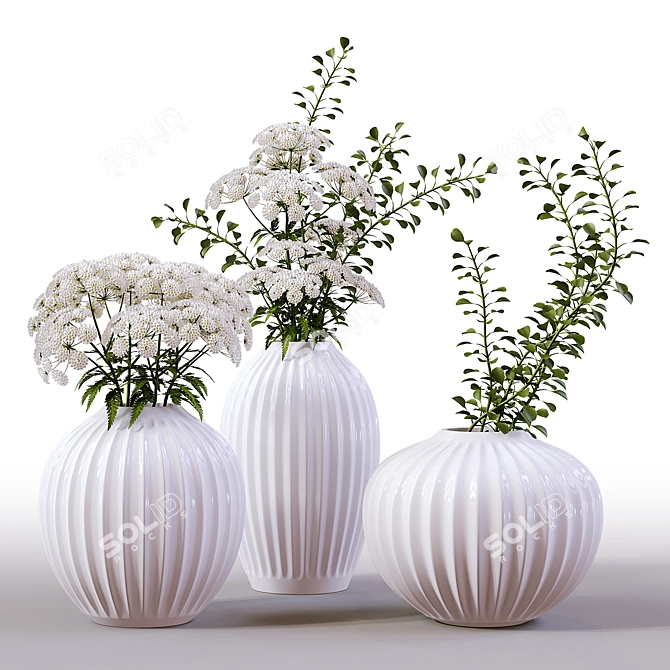 Modern Ceramic Indoor Plants Set 3D model image 2