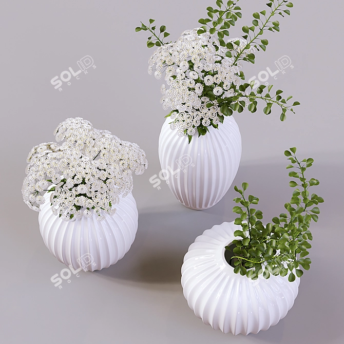 Modern Ceramic Indoor Plants Set 3D model image 3