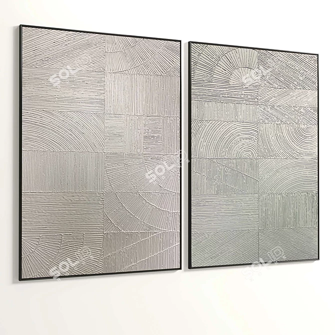 Plaster Double Photo Frame Set 3D model image 5