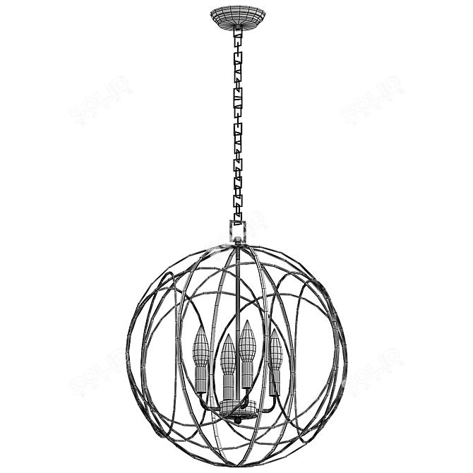  Modern Orb Chain Chandelier 3D model image 2