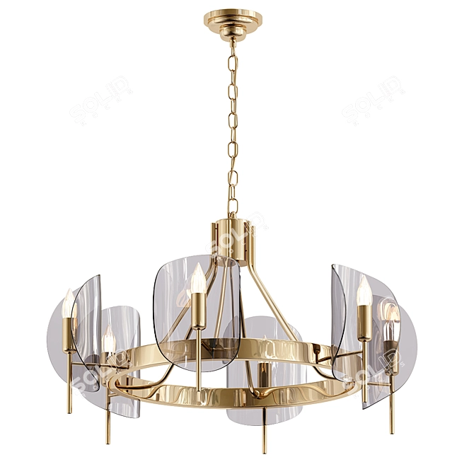 Contemporary Wagon Wheel Chandelier Design 3D model image 1