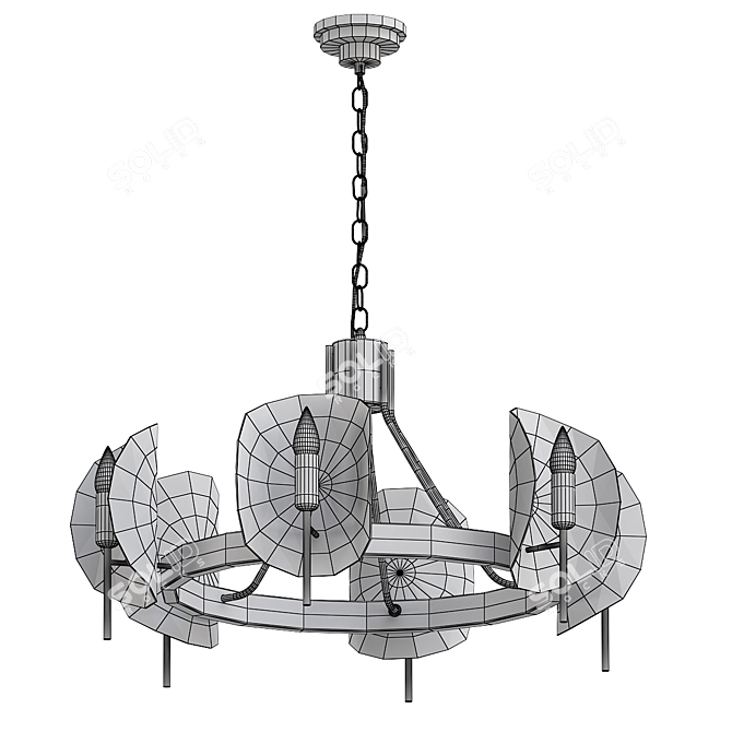 Contemporary Wagon Wheel Chandelier Design 3D model image 2