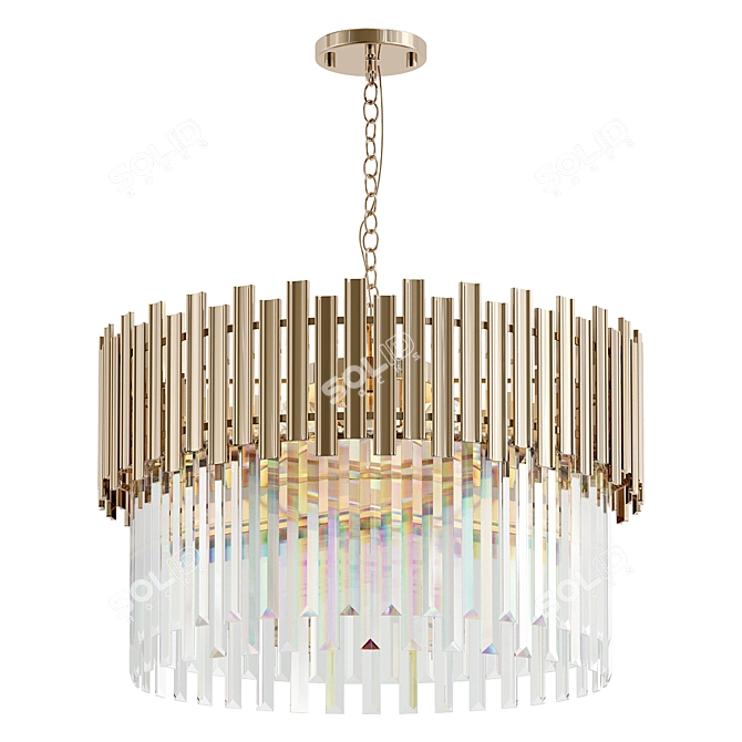 Elegant Modern Crystal Chandelier Gold 3D model image 1