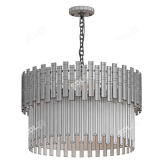 Elegant Modern Crystal Chandelier Gold 3D model image 2