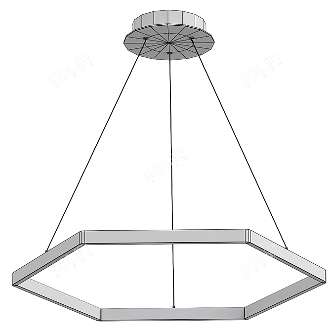 Sleek Hexagon Pendant Light 3D model image 2