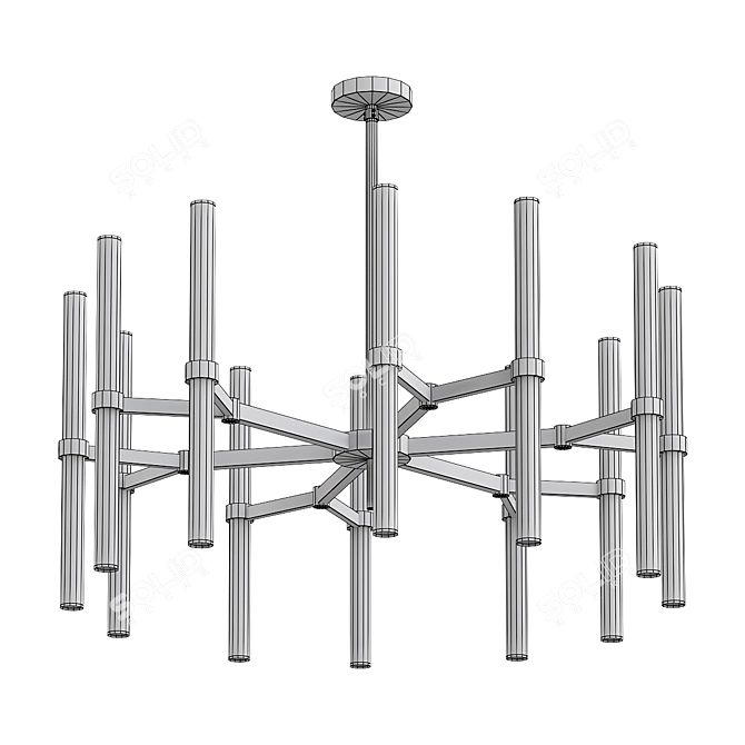 Elegant Clear Glass Chandelier Model 3D model image 2