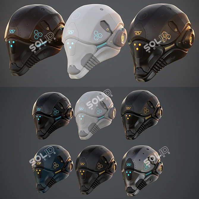 Futuristic Helmet Model Kit 3D model image 2