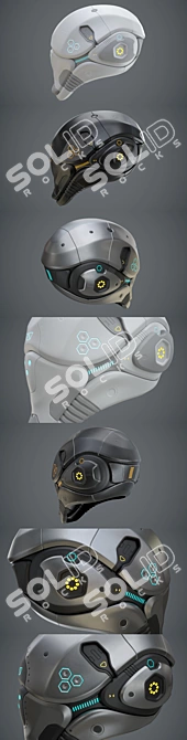 Futuristic Helmet Model Kit 3D model image 4