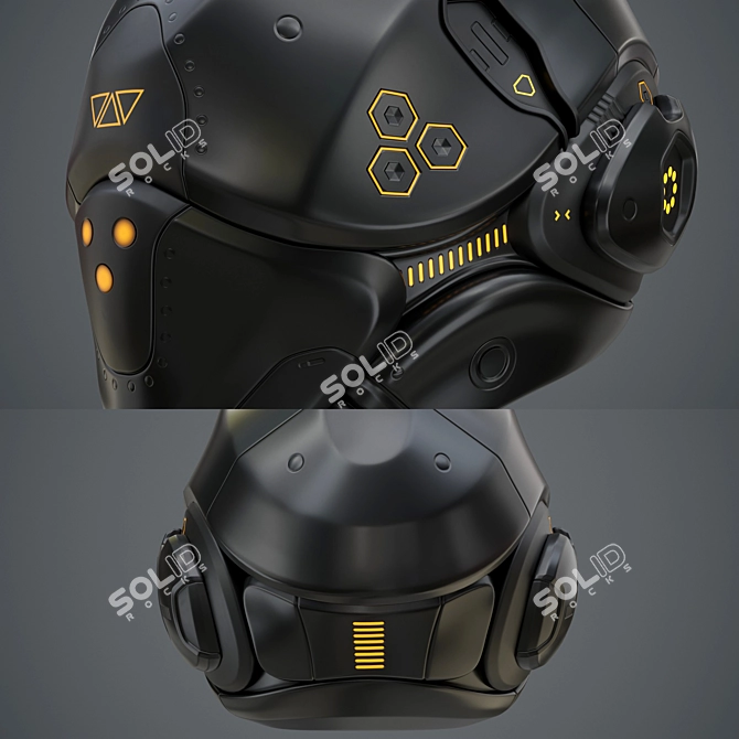 Futuristic Helmet Model Kit 3D model image 6