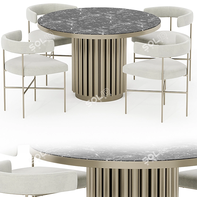 Plush Cream Chair Set 3D model image 1