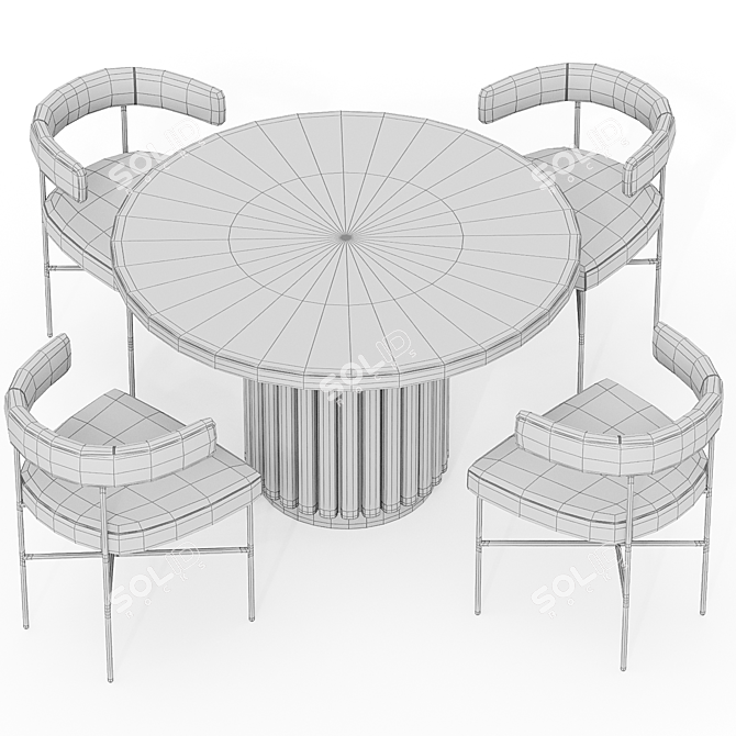 Plush Cream Chair Set 3D model image 3