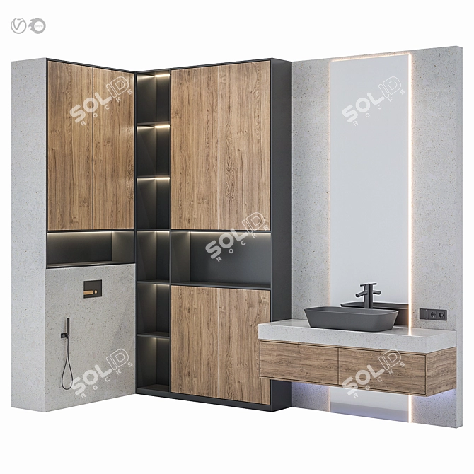 Versatile Bathroom Bath Set Furniture 3D model image 1