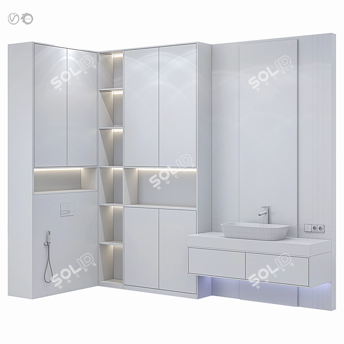 Versatile Bathroom Bath Set Furniture 3D model image 4