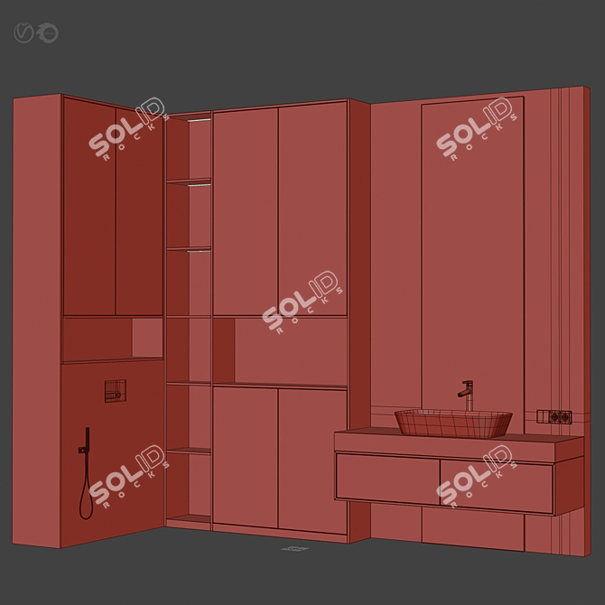 Versatile Bathroom Bath Set Furniture 3D model image 6