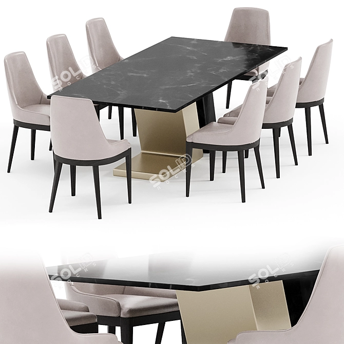 Elegant Cleo Leather Table Chair 3D model image 1