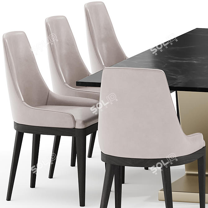 Elegant Cleo Leather Table Chair 3D model image 2