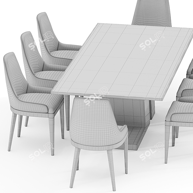 Elegant Cleo Leather Table Chair 3D model image 3