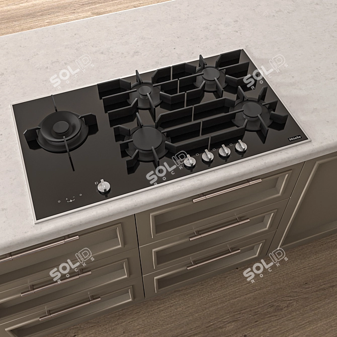 Adjustable Neoclassic Kitchen Island 3D model image 4