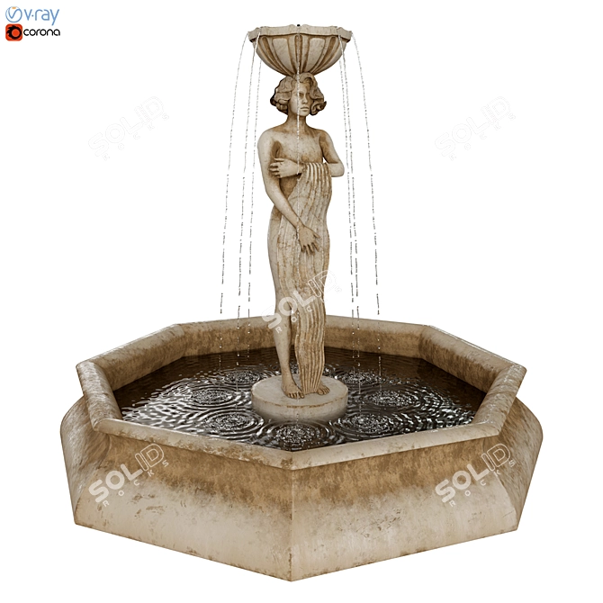 Geometric Sculpture Fountain with Colorful Textures 3D model image 1