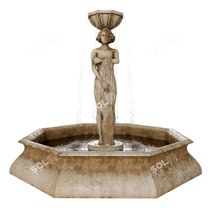 Geometric Sculpture Fountain with Colorful Textures 3D model image 2