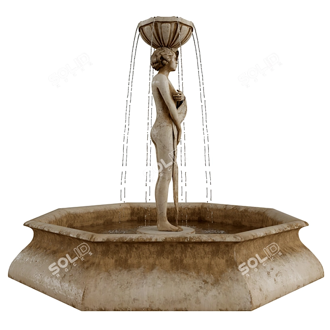 Geometric Sculpture Fountain with Colorful Textures 3D model image 3