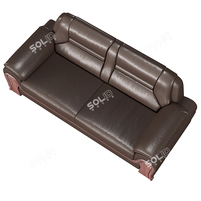 Luxury Black Leather 3-Seater Sofa 3D model image 3