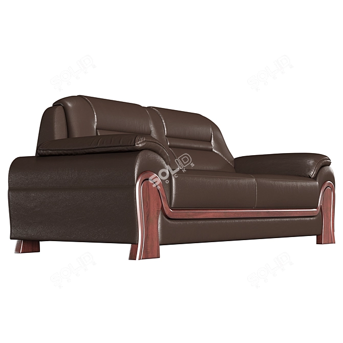 Luxury Black Leather 3-Seater Sofa 3D model image 5