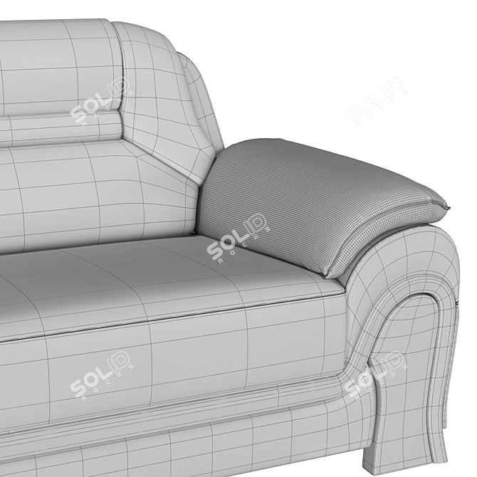 Luxury Black Leather 3-Seater Sofa 3D model image 6
